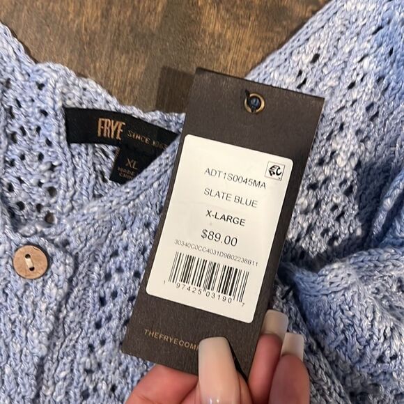 Nwt Frye BUTTON-UP POINTELLE  knitted crop TANK XL - Picture 6 of 9